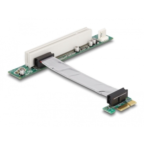 Delock 41856 Riser Card PCI Express x1 > 1 x PCI met flexibele kabel 9cm links insteken