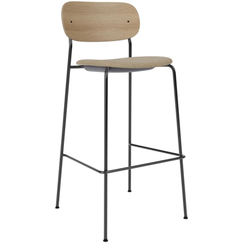 Audo Copenhagen Co Bar Barkruk H105 Zitting Bouclé 02 Naturel Eiken