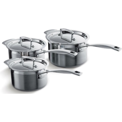 Le Creuset Steelpannenset 'Classic 3-ply RVS'