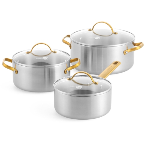 Greenpan 3-Delige Pannenset RVS 'Padova Reserve'
