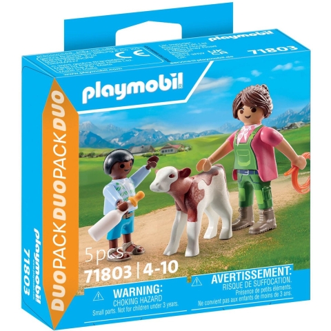 Boerderij duo bouwspeelgoed en kalf Playmobil