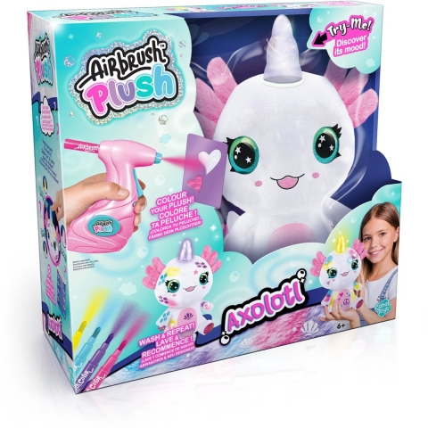 Airbrush Plush Knuffel m. Licht - 27 cm - Axolotl Eenhoorn - Airbrush Plush - OneSize - Knuffel