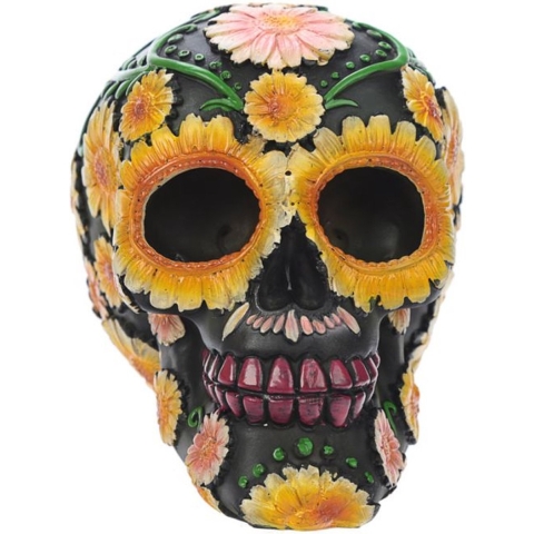 Dag van de Doden decoratie schedel met bloemmotief Puckator