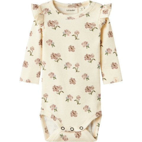 Lil' Atelier Romper L/æ - Rib - NbfGavo - Tortelduif/Peony - Lil Atelier - 56 - Romper L/S