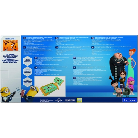 Behendigheidsspellen flipperkast met een prachtig ontwerp, geluiden, lichten en een scoreweergave op het scherm om alleen te spelen of je vrienden uit te dagen. Lexibook Les Minions