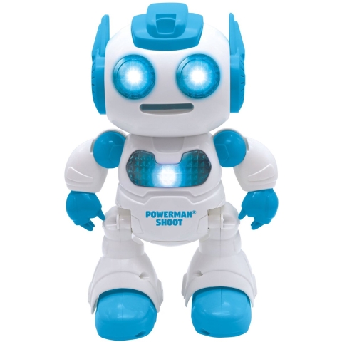 Afstandsbediende programmeerbare robot speelgoed met dans, muziek, demo en inbegrepen schuimschijven. Lexibook Powerman® Shoot