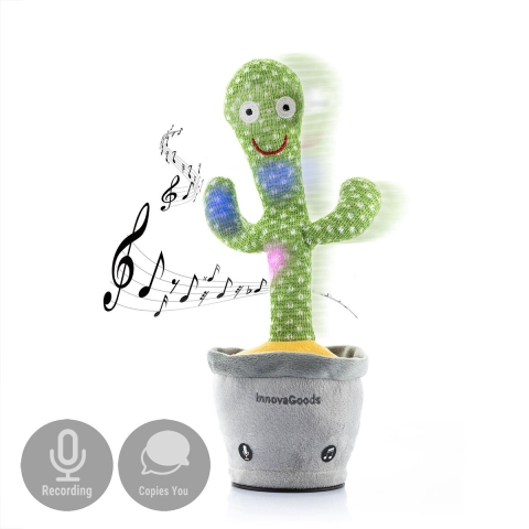 Dansende en pratende cactus oplaadbaar met muziek en multicolor LED InnovaGoods Cacxi