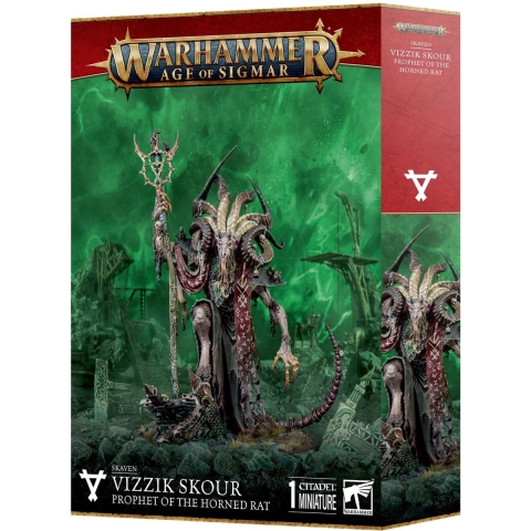 Bordspellen Games Workshop Warhammer AoS - Skaven Vizzik Skour Prophete du Rat Cornu