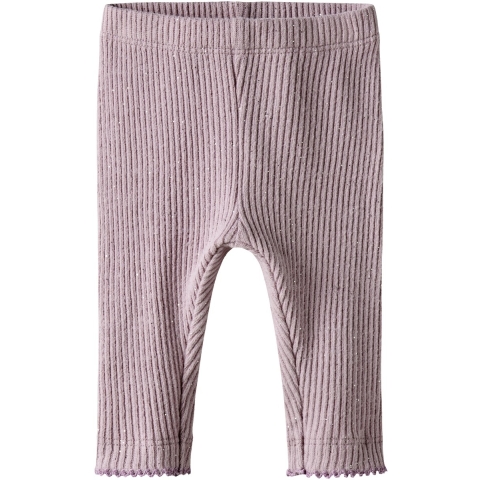 Name It Leggings - Rib - NbfRosally - Aandenken Lilac m. Glitter - Name It - 62 - Leggings