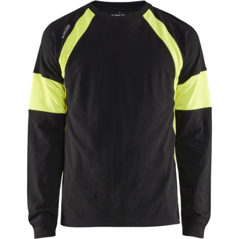 Blåkläder T-Shirt lange mouw 35201030 | Zwart/High-Vis Geel | Maat S - 7330509697566