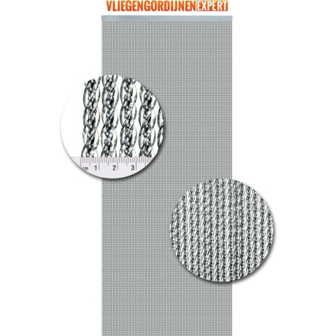 Vliegengordijnenexpert Venetië vliegengordijn 100x240 cm transparant met zilveren kern in het kozijn