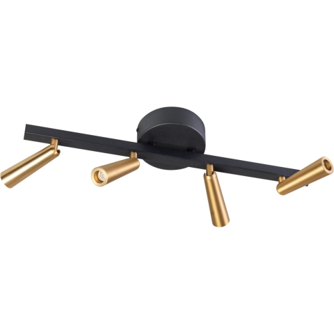 ETH Barry - opbouwspot 4L - 50 x 12 x 3 cm - 12W LED incl. - zwart en messing