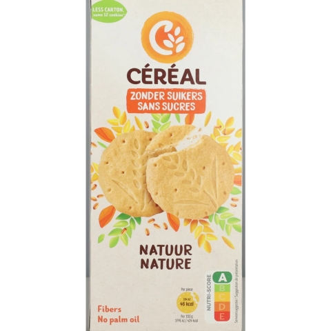 5x Céréal Zandkoekjes Natuur Suikervrij 132 gr