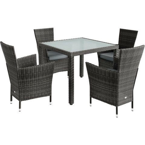 Polyrotan Tuinset Bali 5-delig Grijs/Antraciet