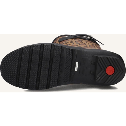 Hunter Original Korte Leopard Print Rubber Dames Rijk Tan/Zadel/Zwart Wellingtonlaarzen