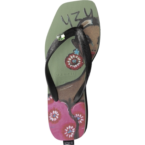 Uzurii Beach printed claudia mid heel groen