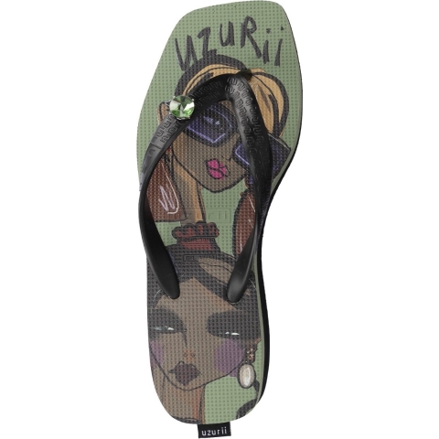 Uzurii Beach printed stella mid heel groen