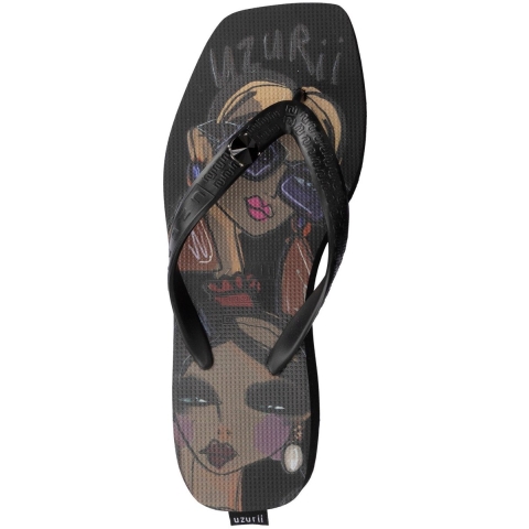 Uzurii Beach printed stella mid heel zwart