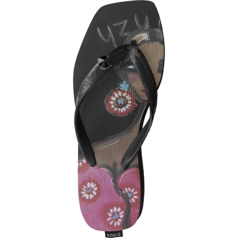 Uzurii Beach printed claudia mid heel zwart