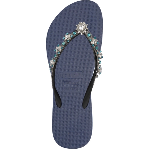 Uzurii Dolce chrystal marineblauw dames slippers, , maat: