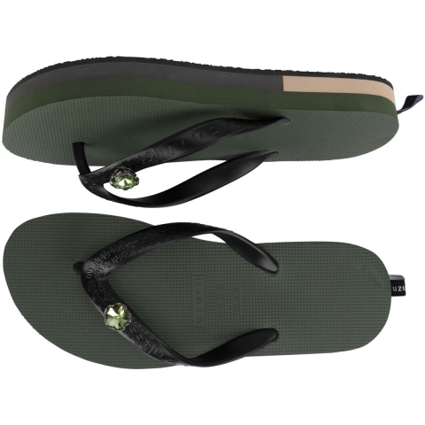 Uzurii Mondriaan switch dames slipper met hak legergroen, , maat: