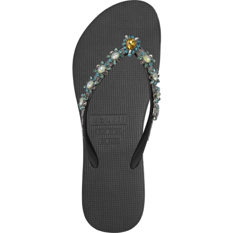 Uzurii Dolce turqoise zwart dames slippers, , maat: