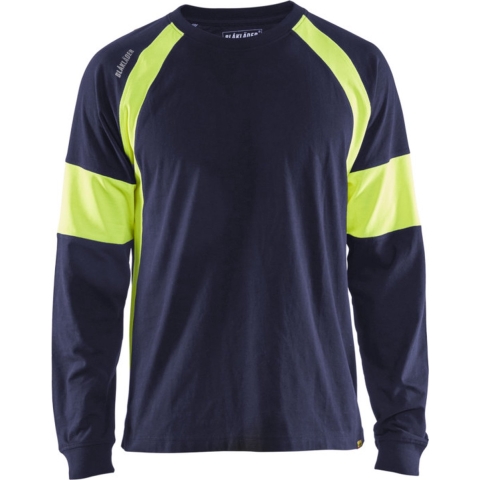 Blåkläder T-Shirt lange mouw 35201030 | Marine/High-Vis Geel | Maat L - 7330509697467