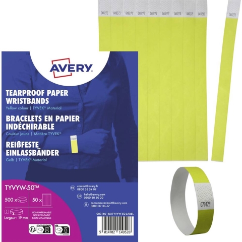 Avery-Zweckform TYVYW-50 Toegangsbandje (l x b) 256 mm x 19 mm kleefstrip 500 stuk(s)