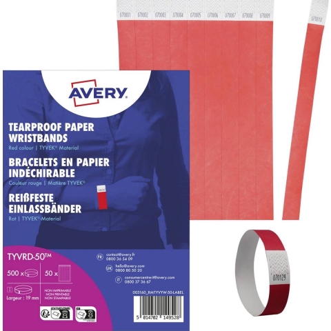 Avery-Zweckform TYVRD-50 Toegangsbandje (l x b) 256 mm x 19 mm kleefstrip 500 stuk(s)