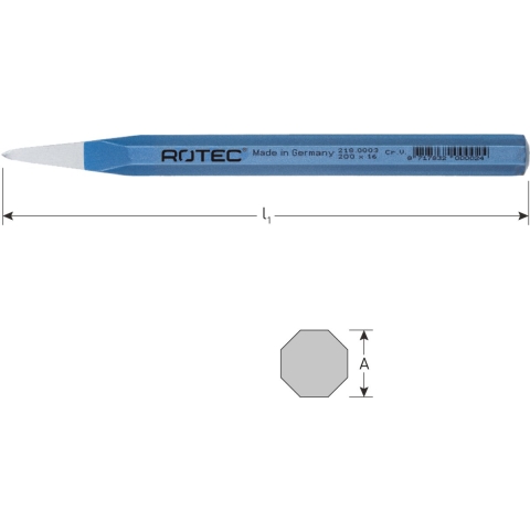 Rotec Puntbeitel 8-kantig DIN 7256 18x350 mm - 2180011