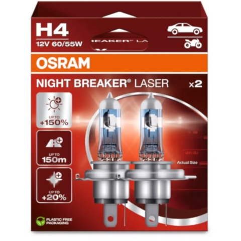 Osram Automotive 4062172387477 Halogeenlamp Night Breaker Laser Next Generation H4 60/55 W 12 V