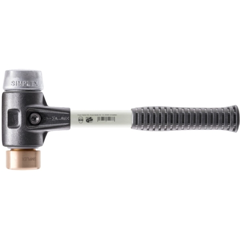 Halder Kunststofhamer | lengte 300 mm hoofd-d. 30 mm | hard glasvezel gietstaal | koper/zacht metaal zilver | 1 stuk - 3749.030 3749.030