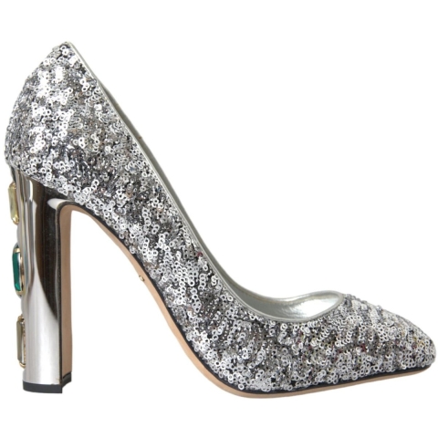 Pailletten Pumps met Sieraden Detail