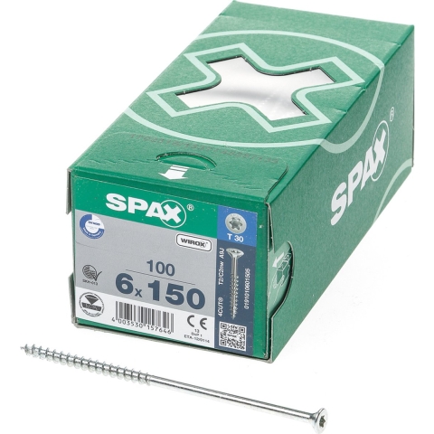 SPAX 880910190060150 R 88091 Senkkopf/T-STAR TG Verzonken houtschroef 6 mm 150 mm Torx, Binnen-T Staal Galvanisch verzinkt 100 stuk(s)