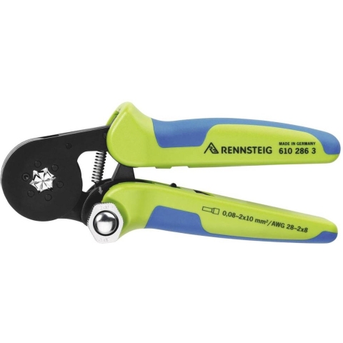 Rennsteig Werkzeuge Crimpzange 180mm 0,08-2x10mm² für 6kant-Crimpprofil 610 286 3 Krimptang Adereindhulzen 0.08 tot 16 mm²
