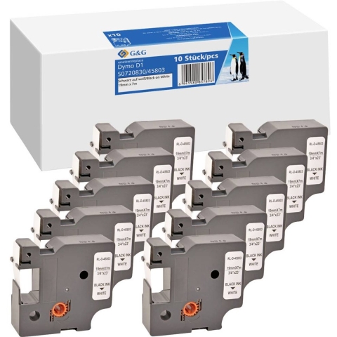 G&G D1 Labeltape Tapekleur: Wit Tekstkleur: Zwart 19 mm 7 m