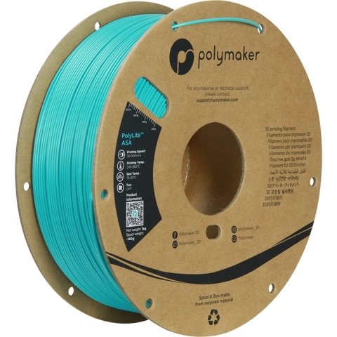 Polymaker PF01029 Teal Filament ASA UV-bestendig, Weerbestendig, Hittebestendig, Slagvast 1.75 mm 1000 g Blauw-groen PolyLite™ 1 stuk(s)