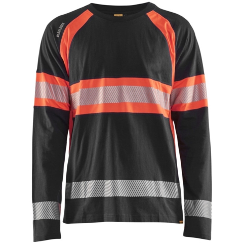Blåkläder High-Vis T-Shirt lange mouwen 35101030 | Zwart/High-Vis Rood | Maat XL - 7330509799451