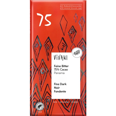 Vivani Chocoladereep Puur 75% Cacao