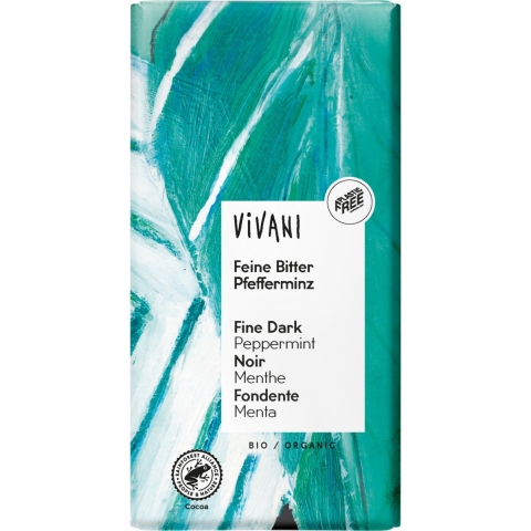 Vivani Chocoladereep Puur met Pepermunt vulling