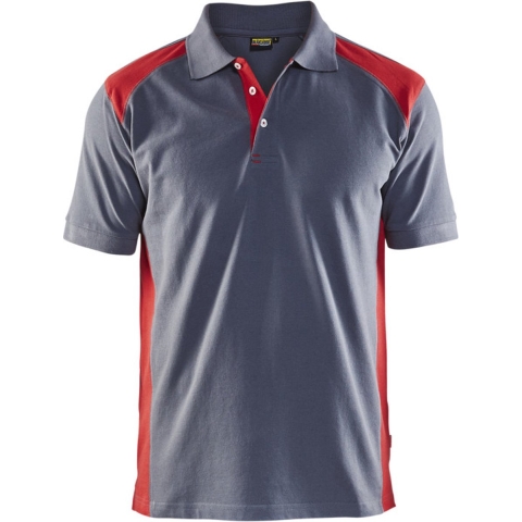 Blåkläder Poloshirt Pique 33241050 | Grijs/Rood | Maat 3XL - 7330509396407