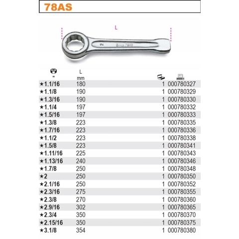 Beta Ringslagsleutels 78AS 1.3/8 - 000780335