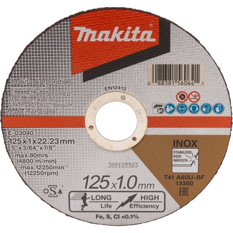 Makita Accessoires Doorslijpschijf RVS 125 mm - E-03040-12