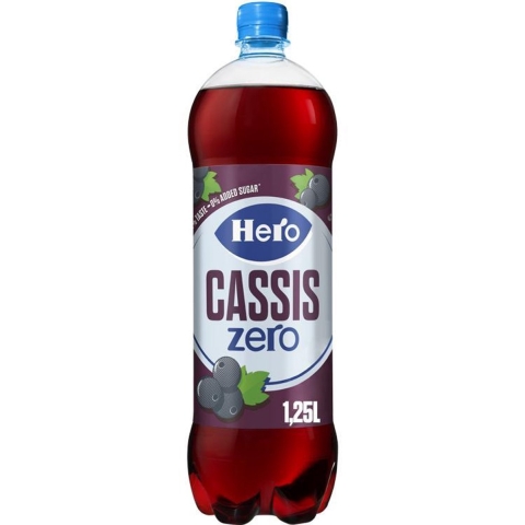 2e halve prijs: 6x Hero Cassis Zero 1,25 liter