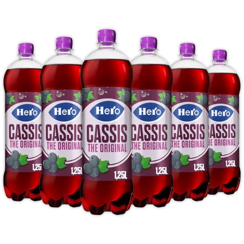 2e halve prijs: 6x Hero Cassis The Original 1,25 liter