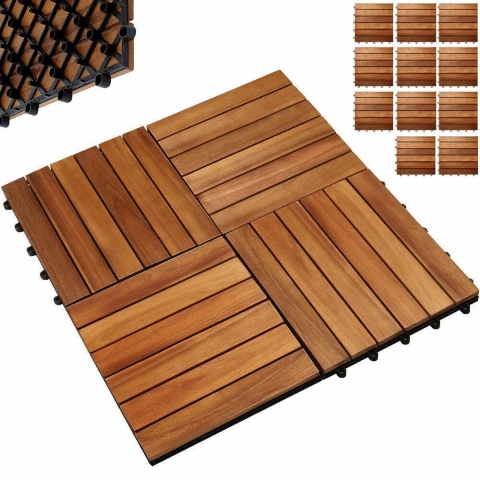 Houten Tegel Acacia Set van 33 30x30cm