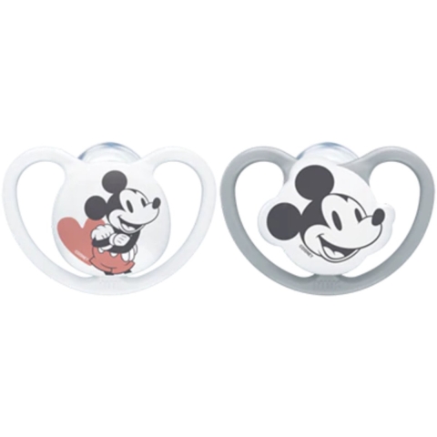 Nuk Spenen - Space - 2-pack - Mickey Mouse - Grijs/Wit - Nuk - 6-18 mnd - Speen