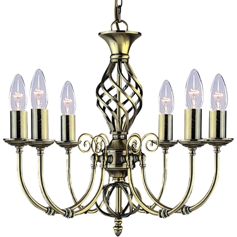 Searchlight Zanzibar - luster - Ø 51 x 92 cm - antiek messing