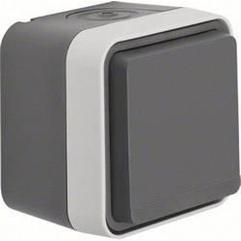 Berker 47633505 W.1 (opbouw) Wandcontactdoos met randaarde en klapdeksel spatwaterdicht Grijs, Lichtgrijs 1 stuk(s)