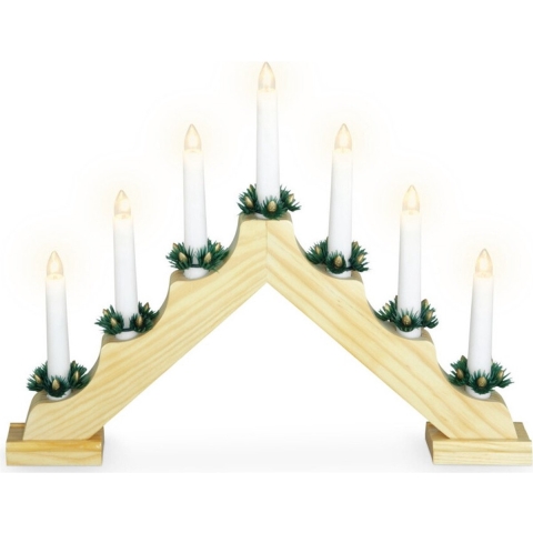 Kaarsenbrug - 41 x 5 x 31 cm - hout - goud - met 7 led kaarsen -
